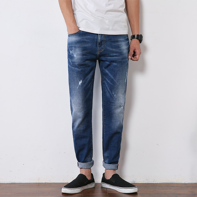 High Quality Blue Broken Washing Man Jeans with Straight Leg (HDMJ0013-17)