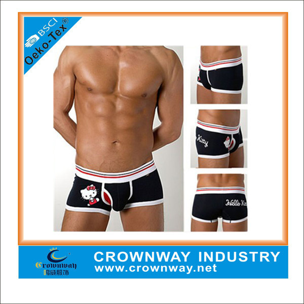 Wholesale Men's Cute Print Cotton Boxer Shorts with Custom Logo