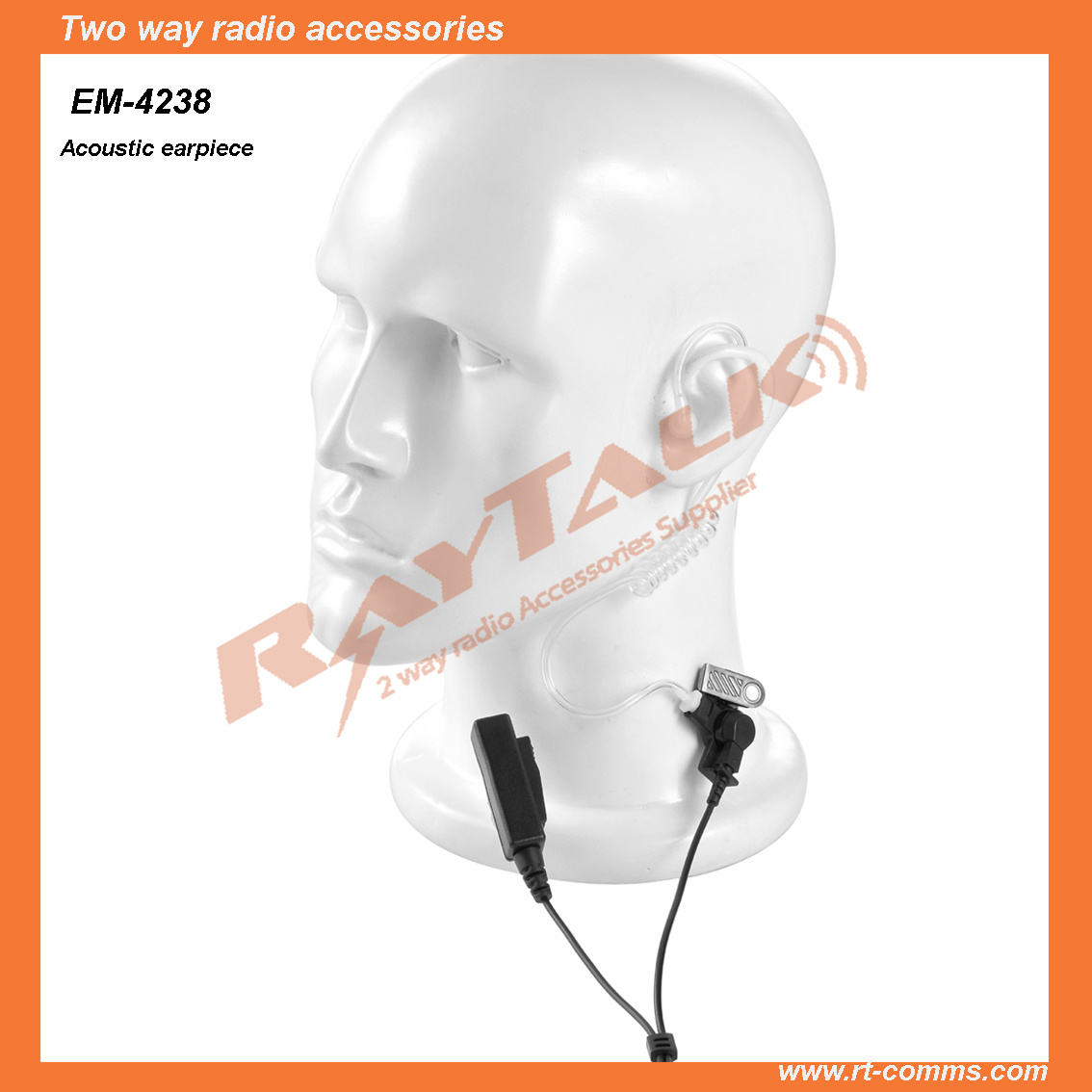 Surveillance Kits Acoustic Tube Earpiece for Two Way Radio with Large Ptt