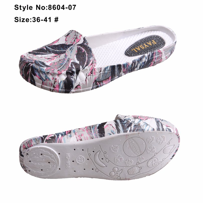 Ladies Lazy Tip Binding Slipper EVA Printed Upper Women Flat Casual Shoes