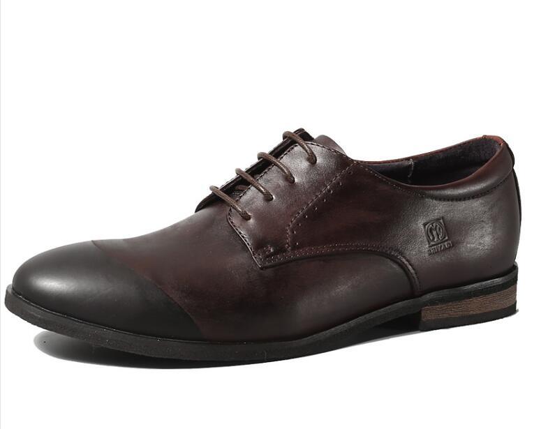 Brown Leather Lace up Oxford Dress Shoes