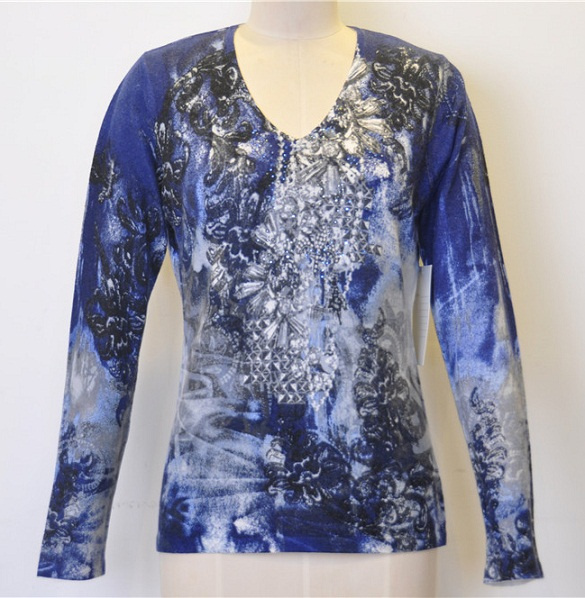 Women Patterned Pullover Knitted Sweater with Sequins