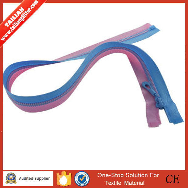 2016 Tailian 5# Plastic Zipper with Two Color Teeth, Open End
