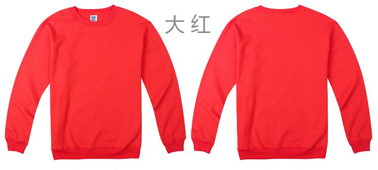 Factory Price Unisex Plain Red Round Neck Fleece Sweater