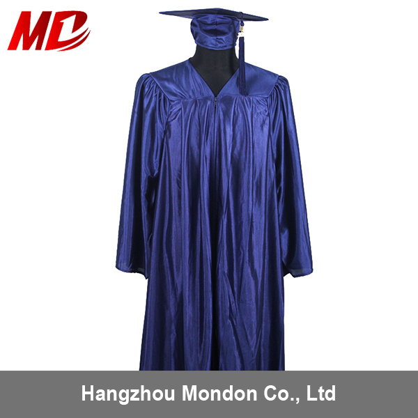 Wholesale Shiny Matt Royal Blue Adlut Graduation Caps&Gowns with 2017 Year Charm Tassel