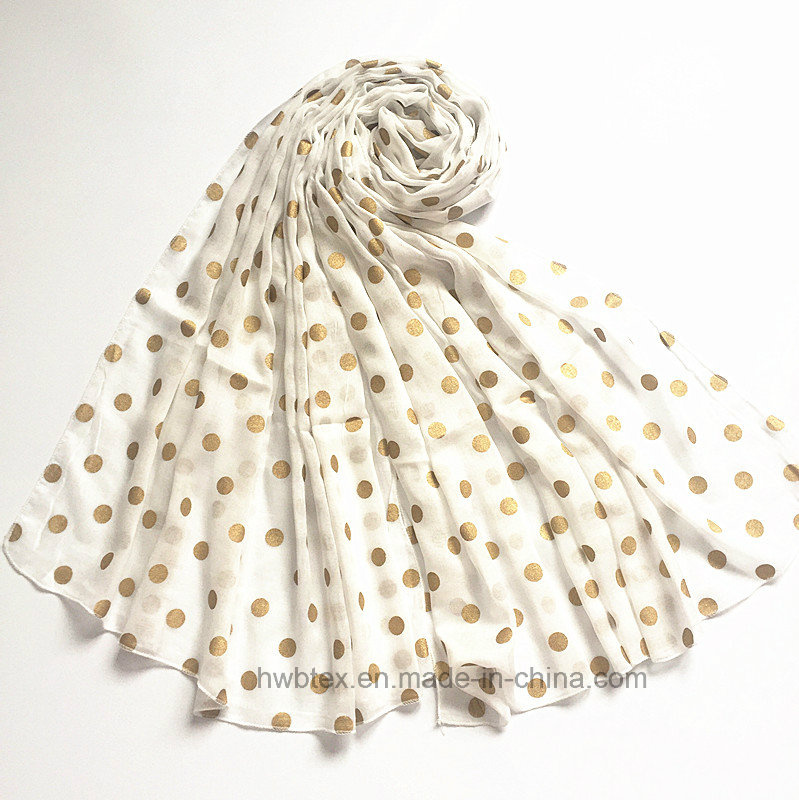 2017 New Gold Powder Printing Viscose Lady Scarf (HM095)