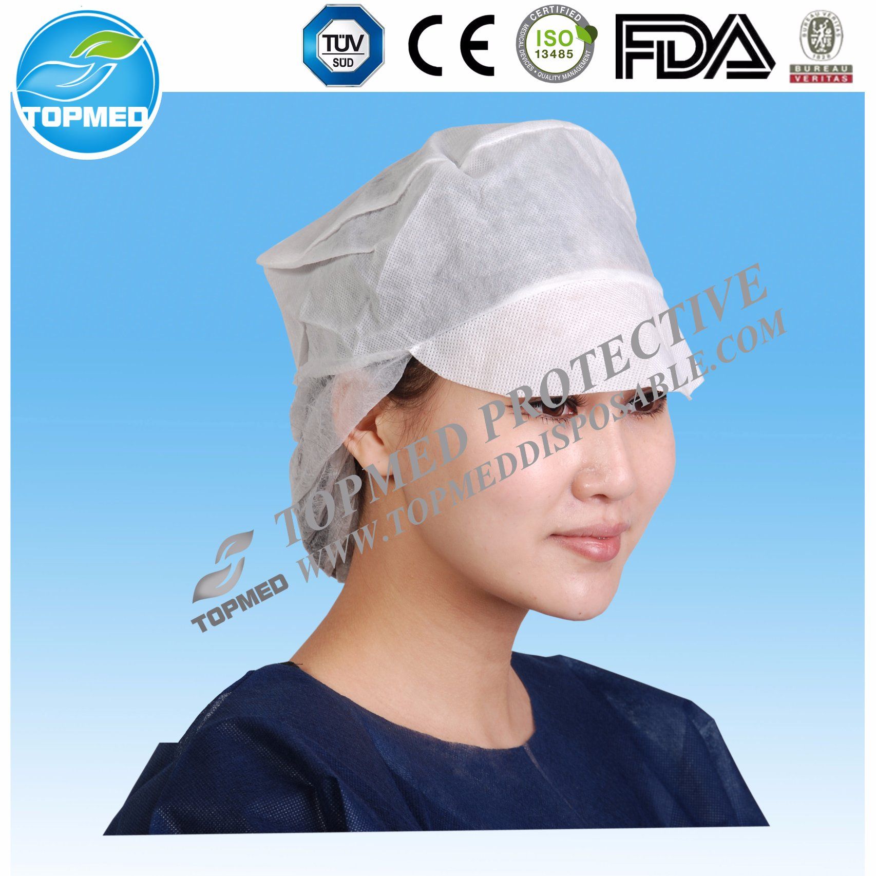 PP Nonwoven Worker Cap with Peak Disposable Worker Hat