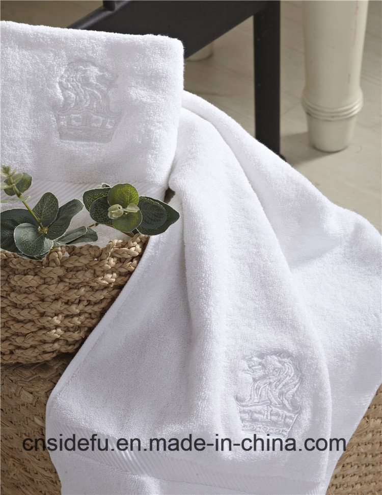 Good Quality Plain White100 % Cotton Hopsack Weave Towel for Hotel