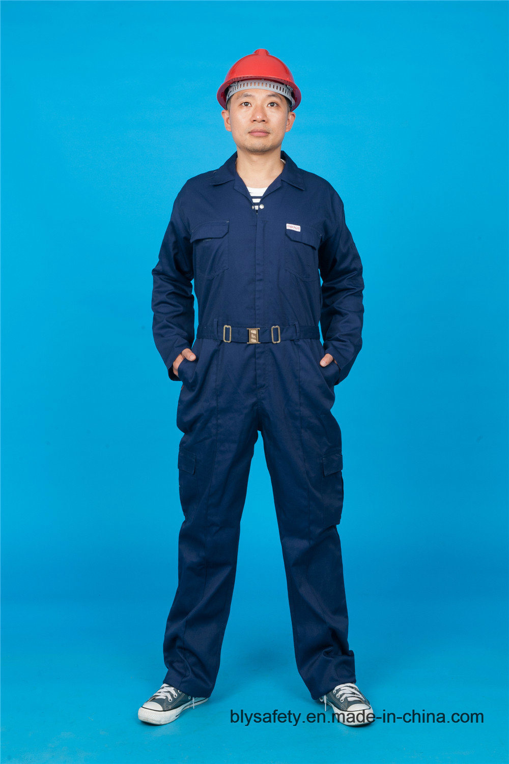 65% Polyester 35%Cotton Long Sleeve Safety Cheap Coverall Workwear (BLY1025)