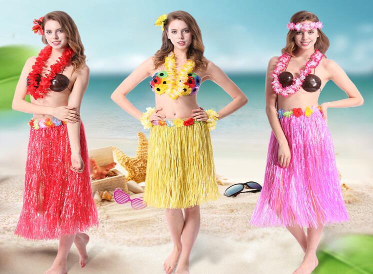 Hawaiian Hula Dance Costume Ballet Performance Flower Garland Children Adults Birthday Tropical Costume Party, Events, Celebrate Decoration Dress Skirts Cosplay