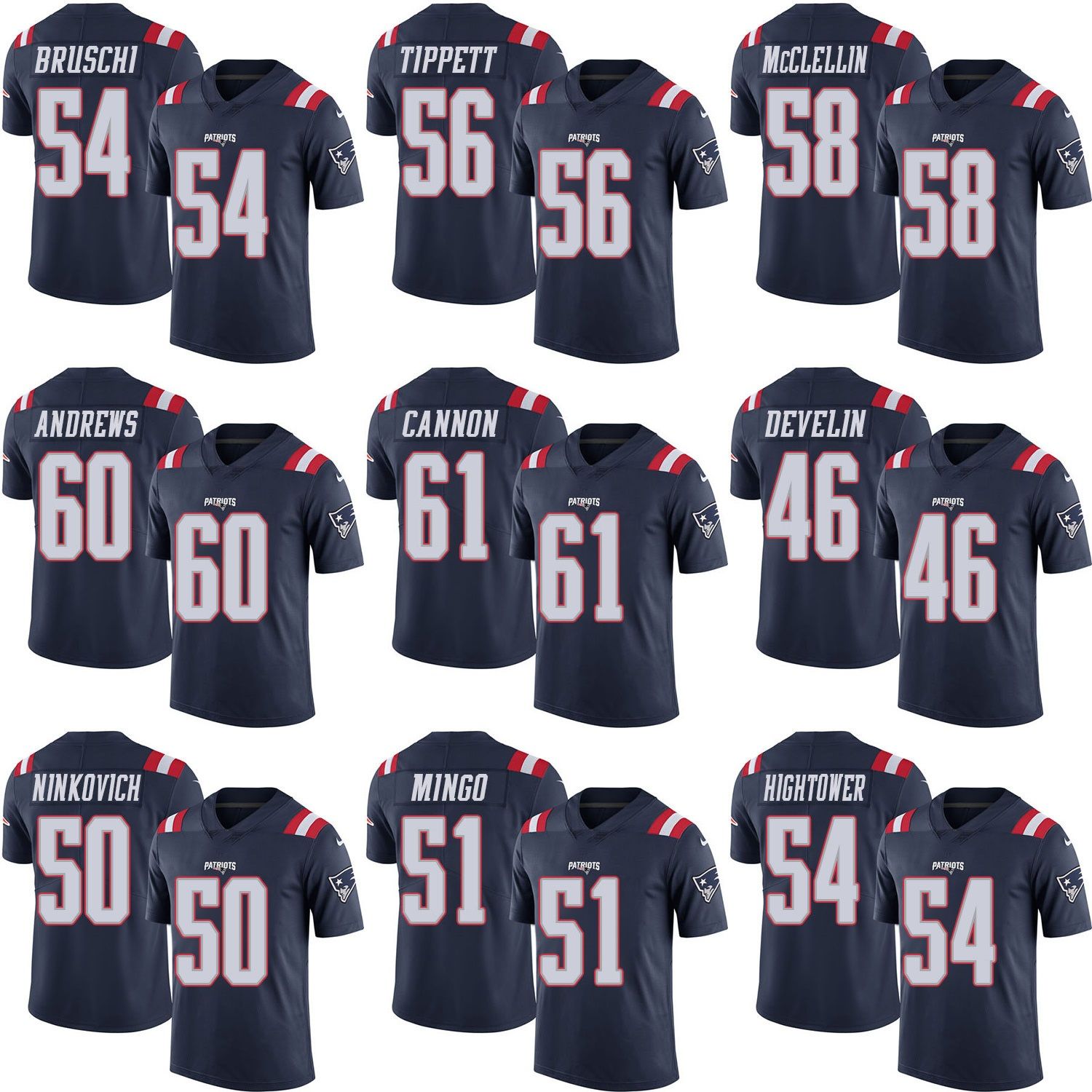 New England James Develin Rob Ninkovich Barkevious Mingo Football Jerseys