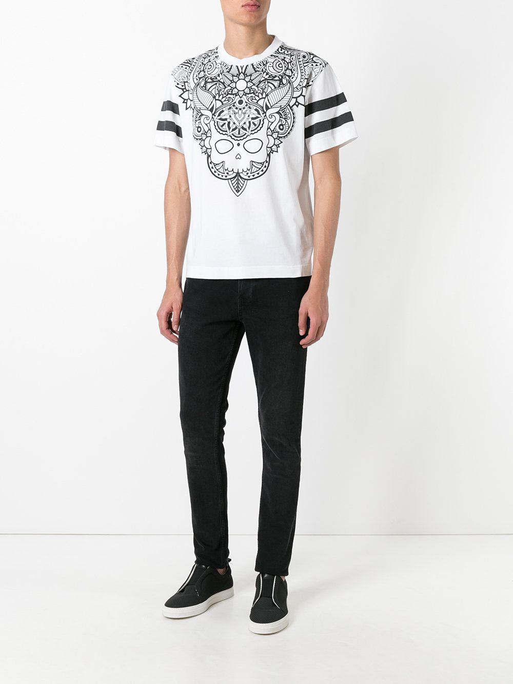 Men's Summer White Fashion Printed Cotton T Shirt