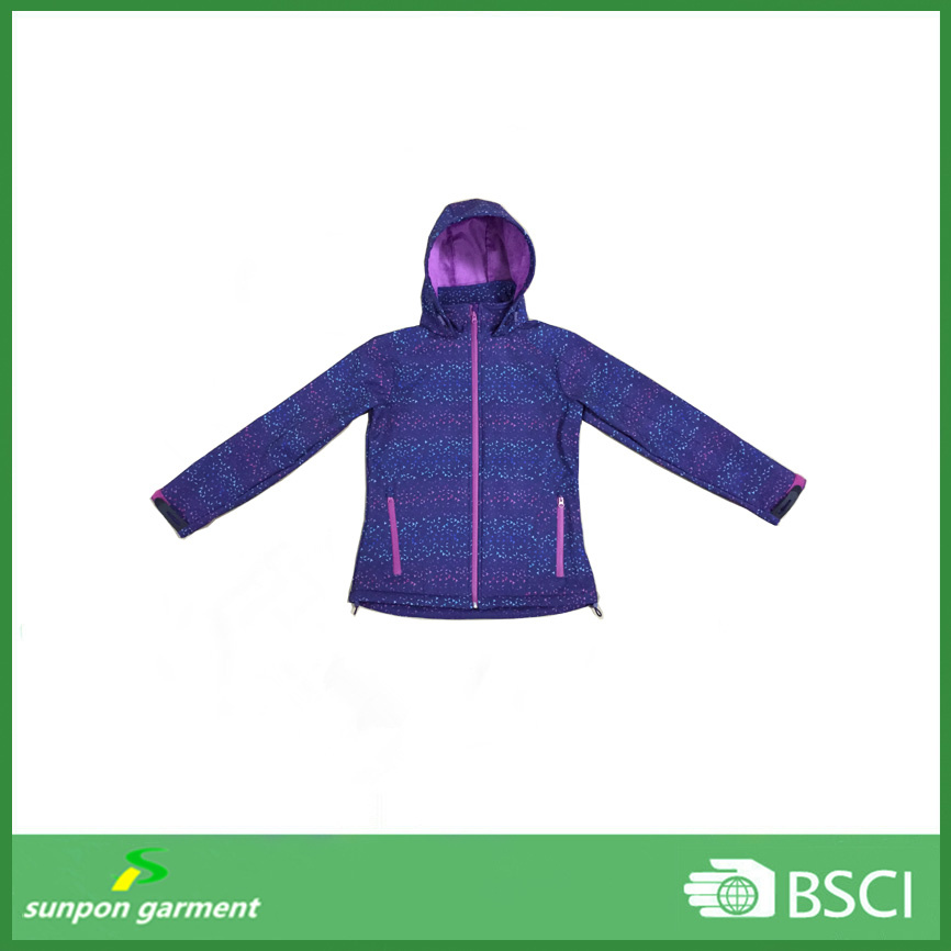 Woman Polyester Fabric Purple Thin Cycling Softshell Jacket