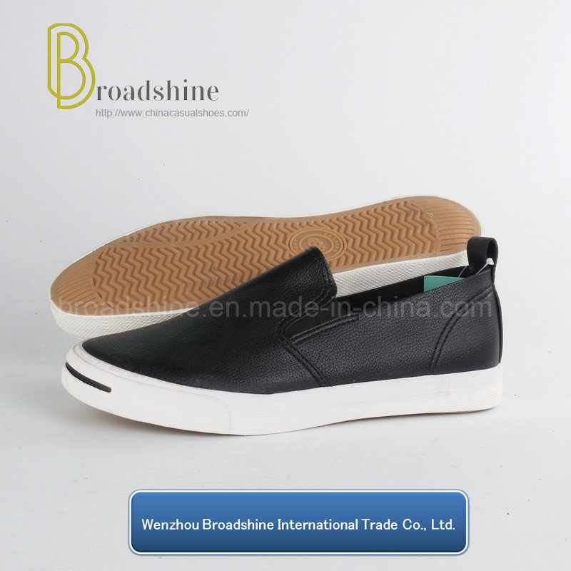 Classical PU Slip-on Casual Men's Footwear with Vulcanized Outsole