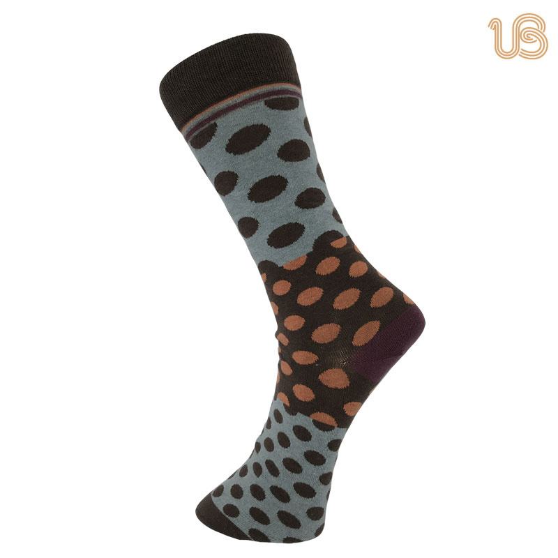 Men's Colorful Round Pattern Happy Sock Dress Sock