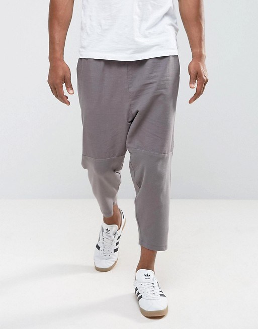 Tapered Cropped Trousers in Light Purple Cut & Sew