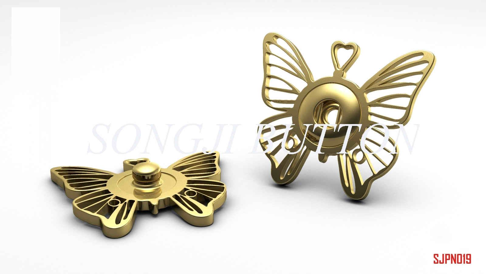 Painted and Electroplated Butterfly Pattern Alloy Sewing Snap Button 