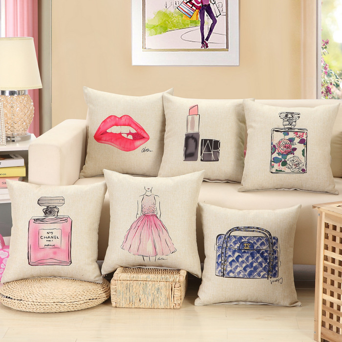 Creative Sofa Back Cushion Cover Cotton Linen Throw Pillow Case