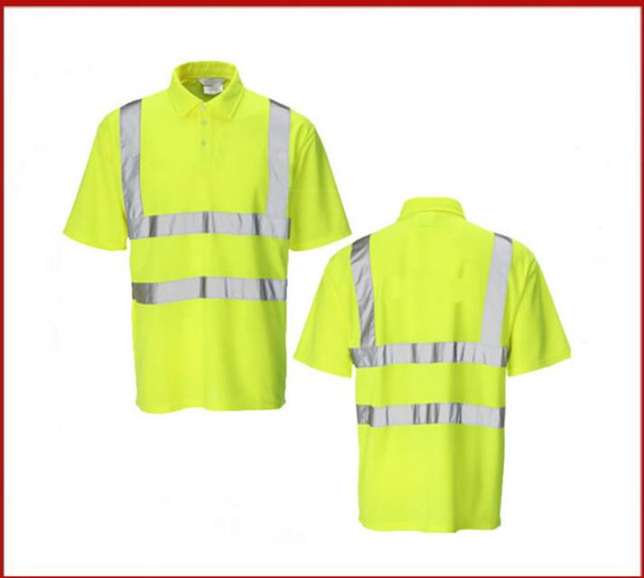 Custom Made Hi Vis Reflector Yellow Working Polo Shirts for Men