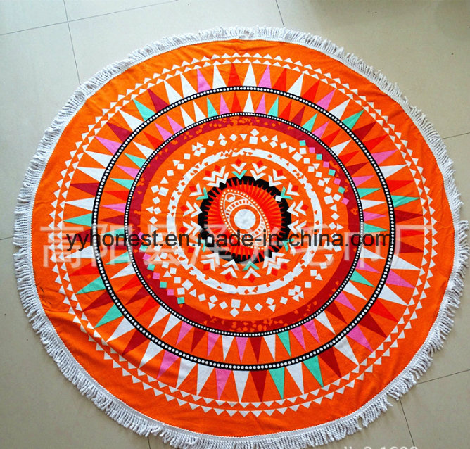 2018 Summer Reactive Printing Round Tassel Beach Towel