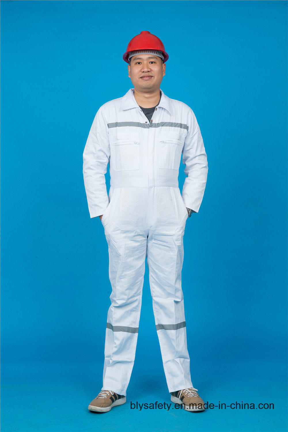 65% Polyester 35%Cotton High Quality Long Sleeve Safety Coverall with Reflective (BLY1021)