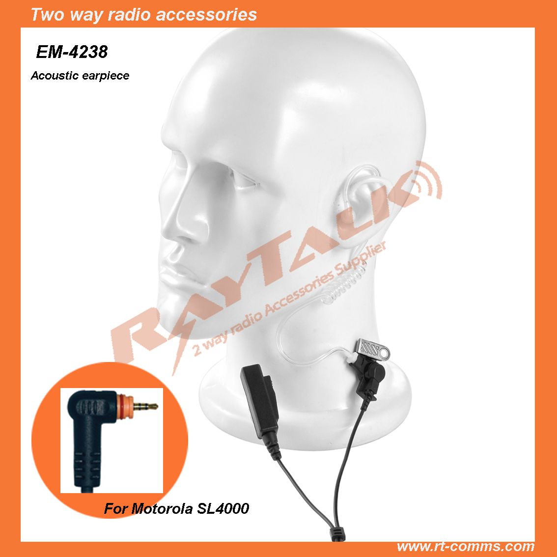 SL4000 Two Way Radio Security Earpiece with Transparent/Surveillance Earpiece