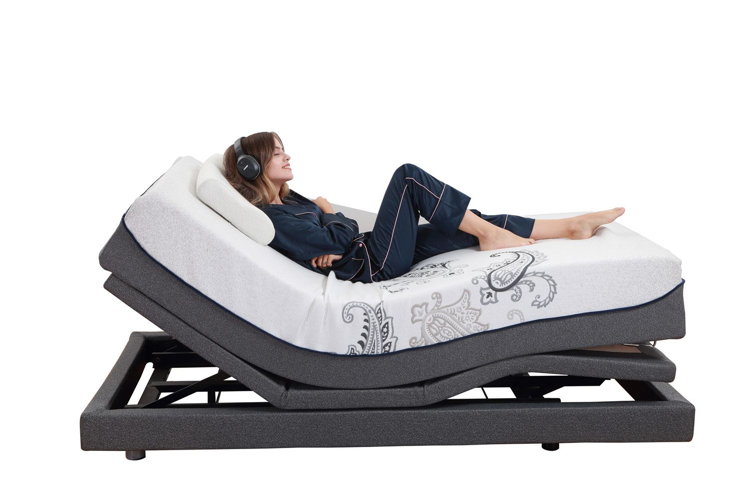 Head and Foot Controlled with Bed Skirt Massage USB Ports Both Side Underbed LED Light as Split King Size or Cuomized Electric Bed