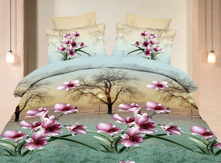 100% Cotton Bedding Fabric Flat Print 3D Bedding Set