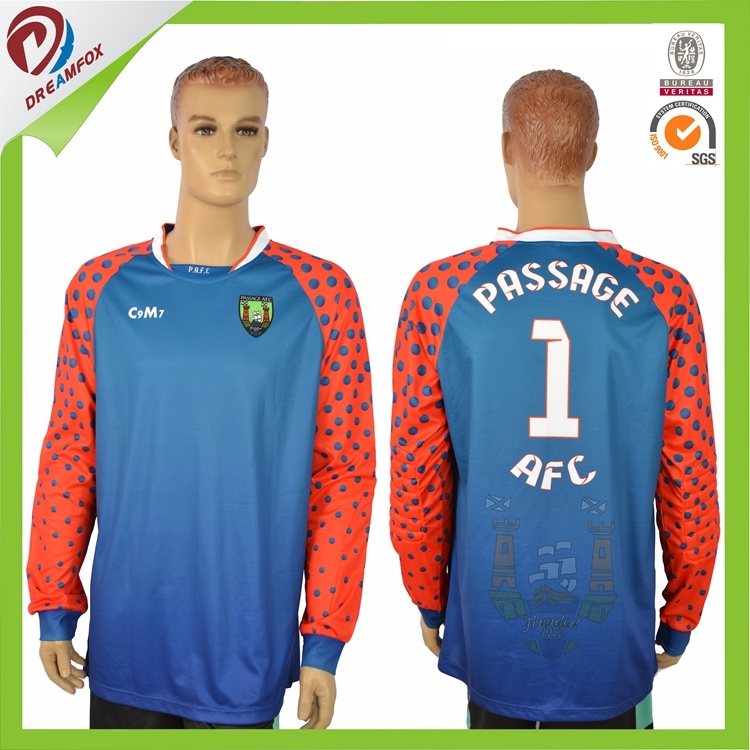 Dry Fit Custom Sublimated Soccer Goalkeeper Jersey Design