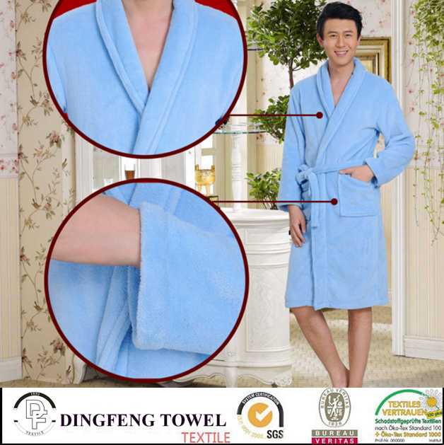 Super Soft Solid Color Coral Fleece Bathrobe Df-8821