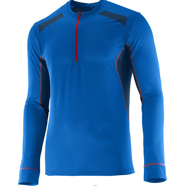 Half Zip Men Dri Fit Compression Sportswear Running Shirt with Custom Logo