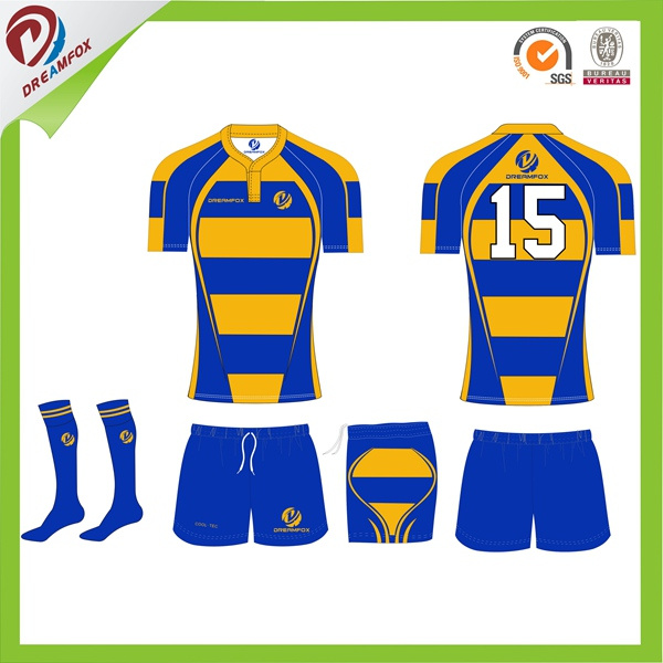 Wholesales Sublimated Customized Team Club Striped Rugby Jersey Custom