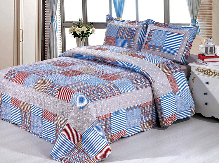 Customized Prewashed Durable Comfy Bedding Quilted 1-Piece Bedspread Coverlet Set for 80