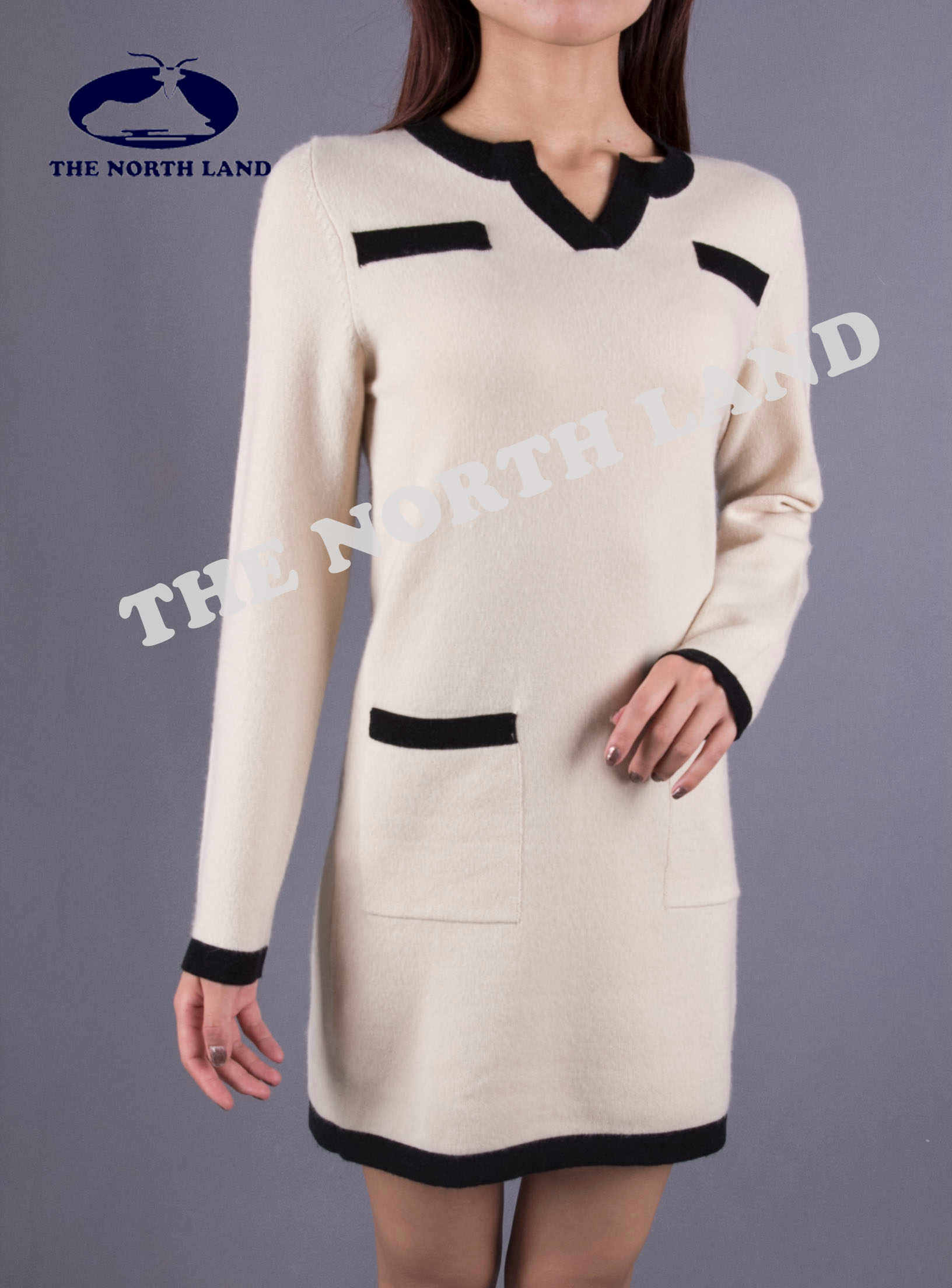 Ladies Cashmere Long Pullover with Porket