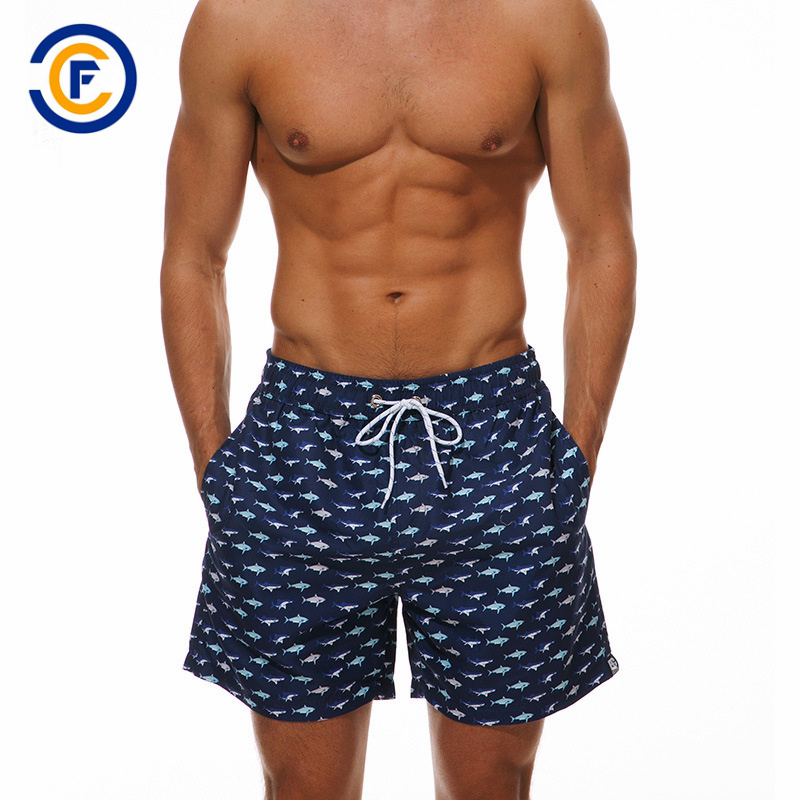 Oeko-Tex Full Waist Polyester Patterned Men Board Short Swimwear