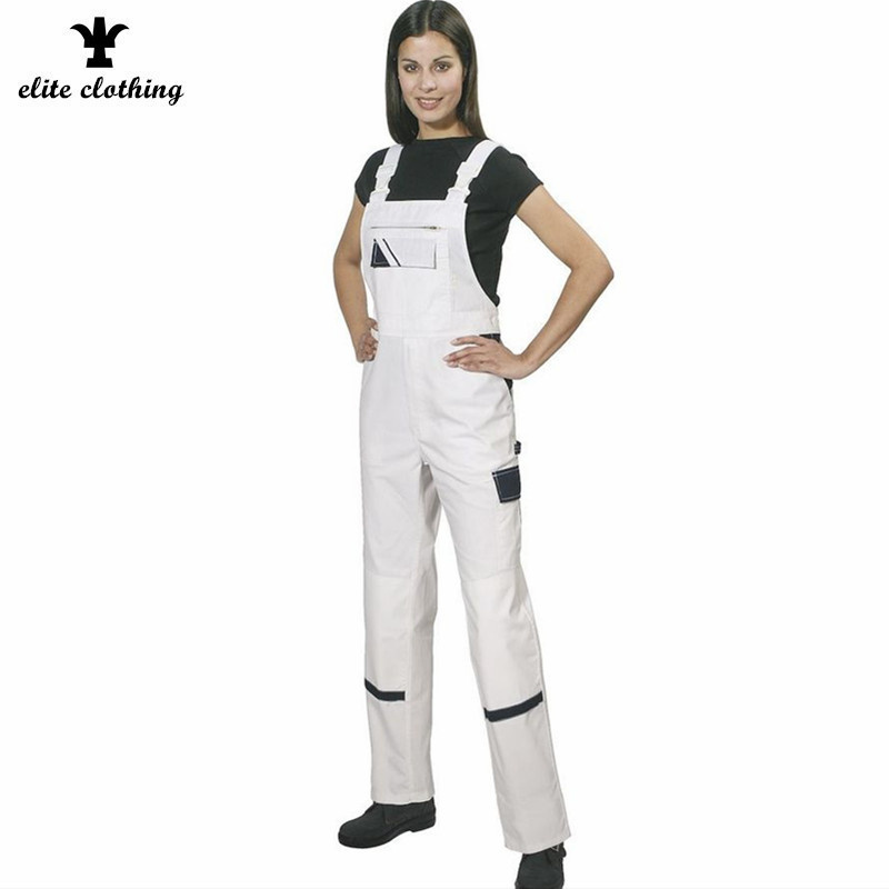 Women High Quality Anti-Static Cotton Drill Working Bib Pants