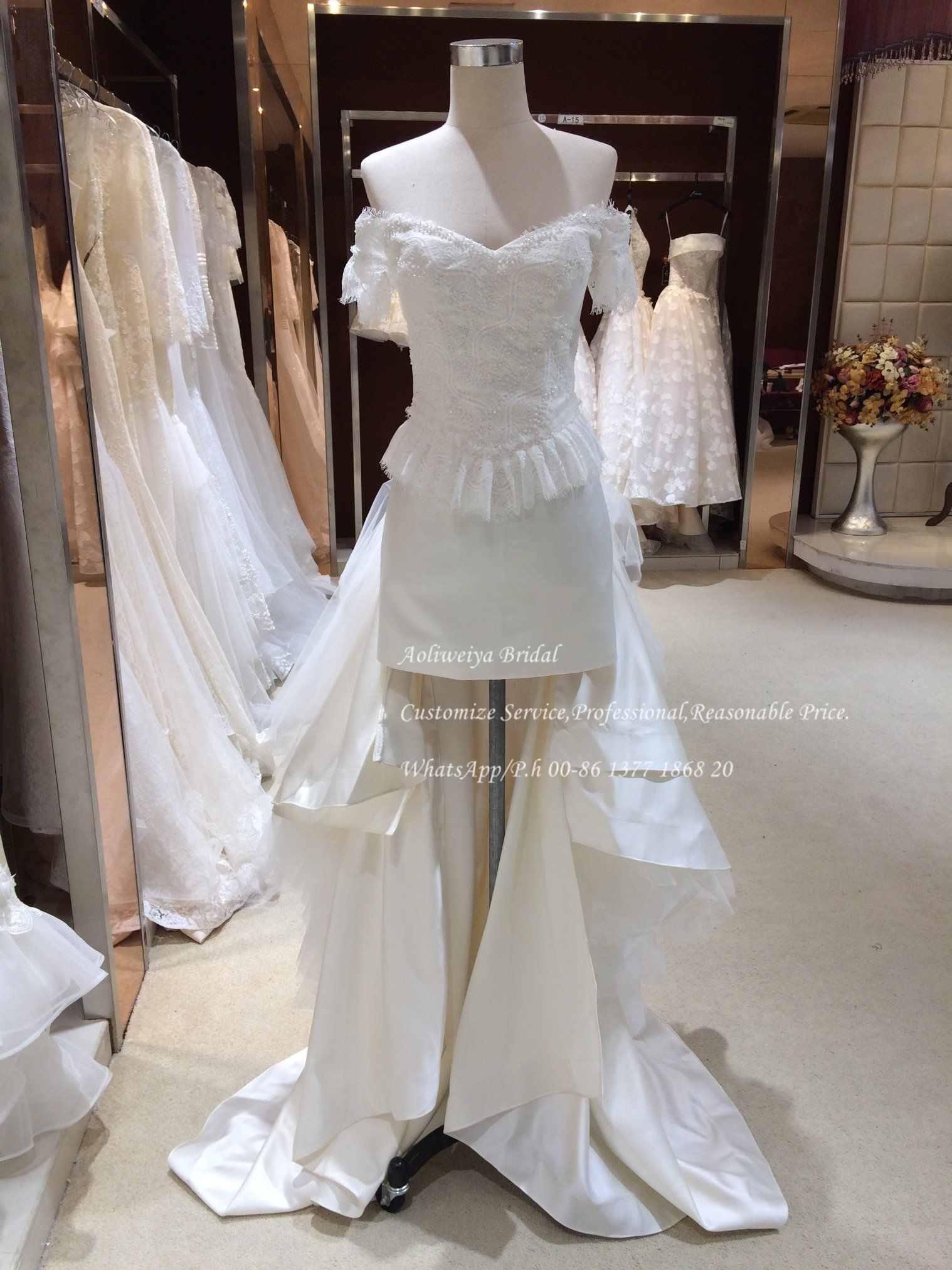 Aoliweiya Two Pieces Satin Wedding Dress