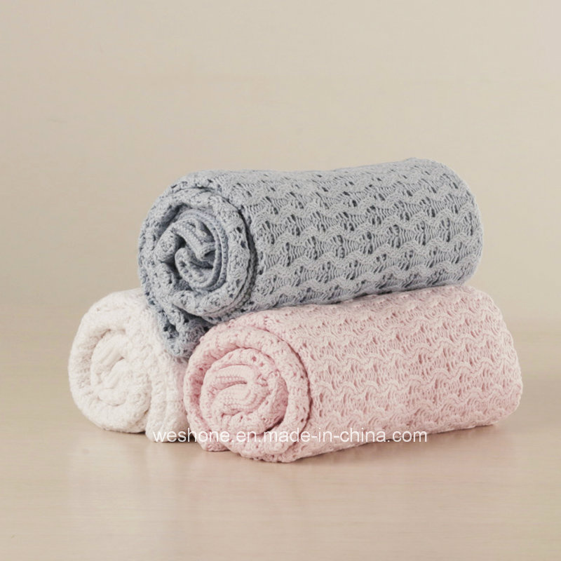 2017 New Design Cotton Knit Baby Blanket