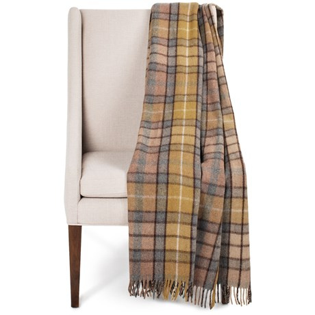 Woven Tartan Wool Blanket Fringed Throw