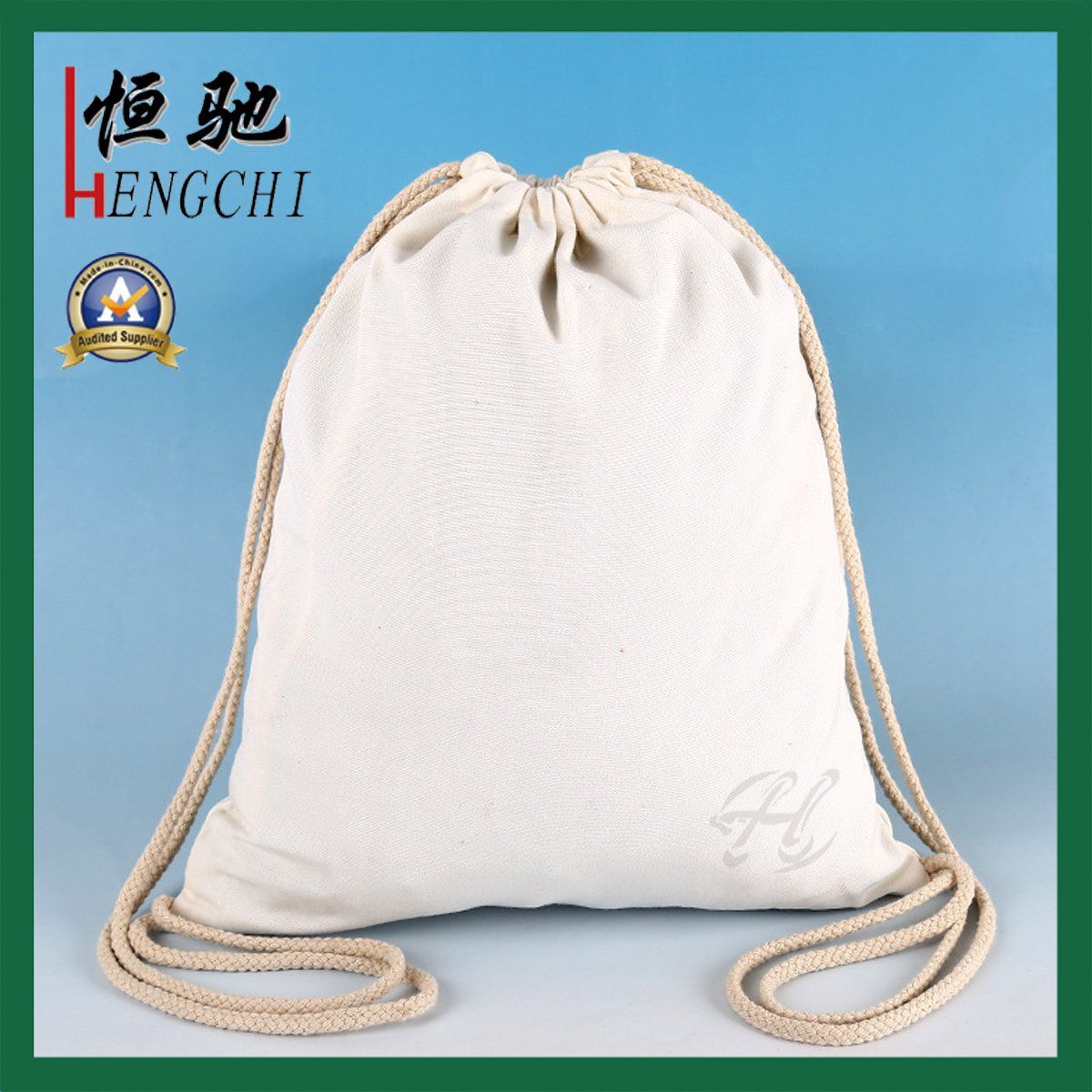 Fashion Cotton Canvas Drawstring Backpack for School Student