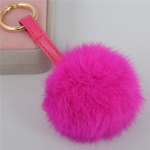 Cute Rex Rabbit Fur POM Copenhagen Rabbit Keychain