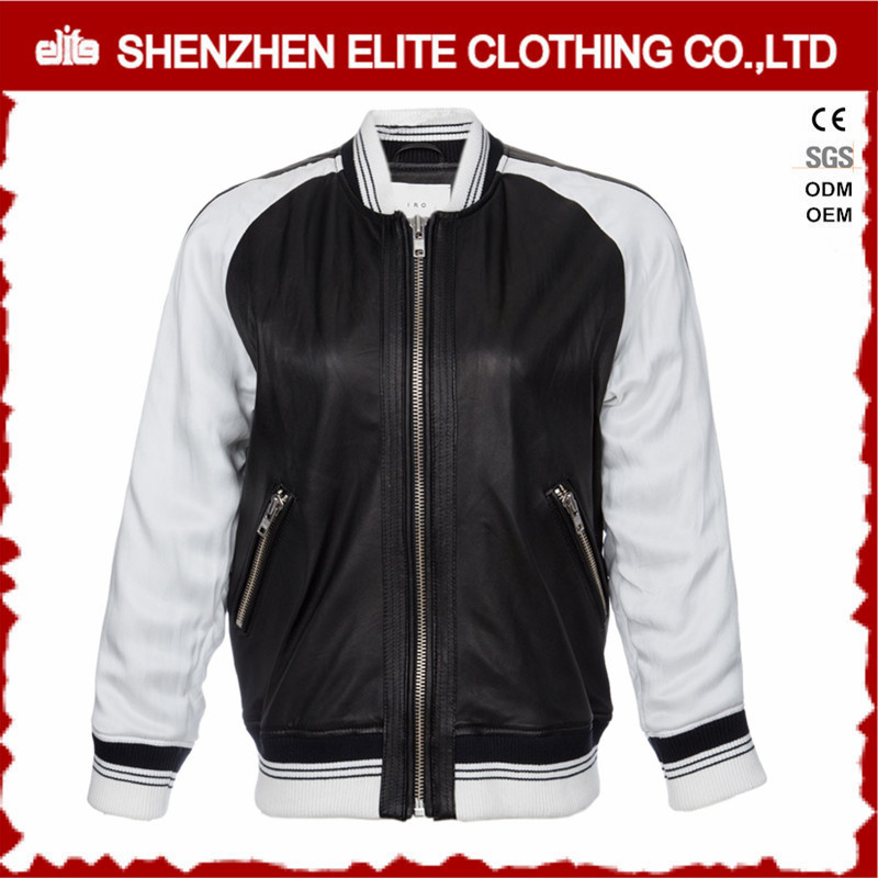 White Black Motorcycle PU Leather Jacket Manufacturers