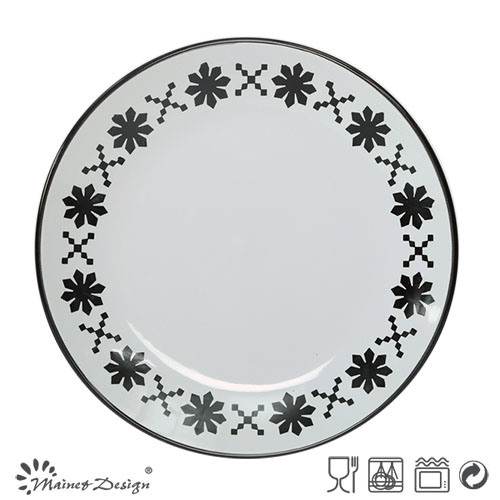 Classic Black Flower Design Ceramic Dinner Plate