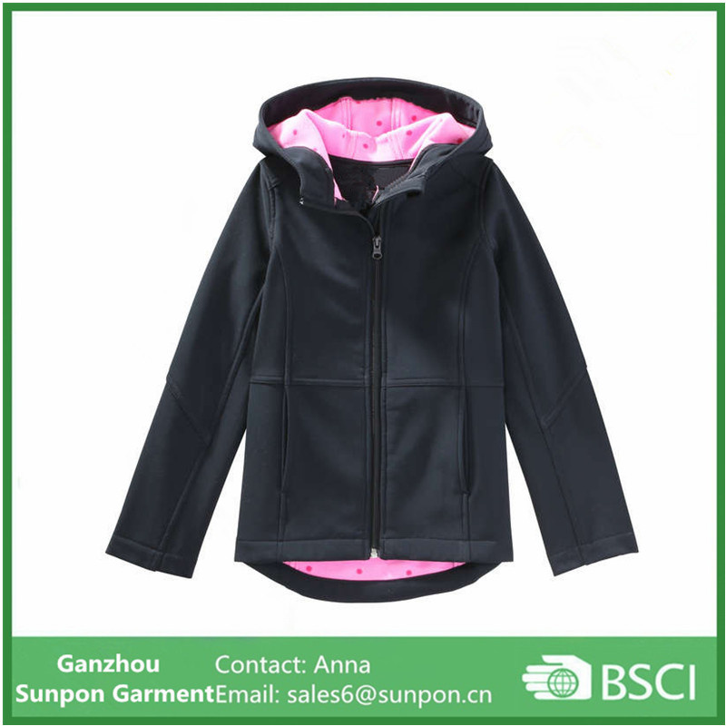 Kid Girl 's Soft Shell Jacket in Black