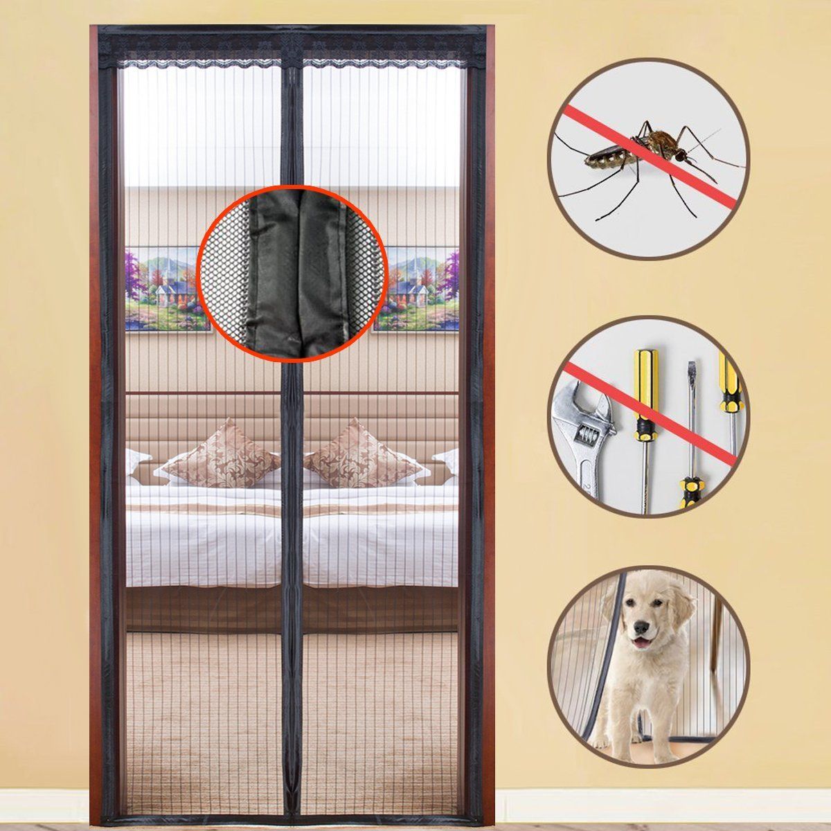 2018 Instant Screen Door Mosquito Net Magnetic Door Curtain Fly Screen Door