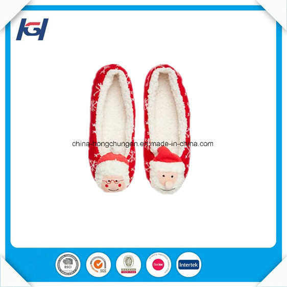 New Design Cute Knitted Soft Christmas Ballet Slippers for Lady