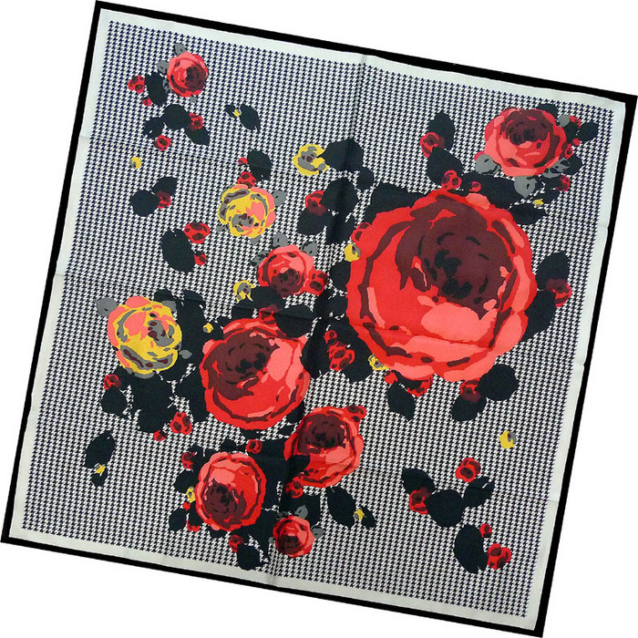 Lady Fashion Printed Square Silk Scarf (HC007-1)