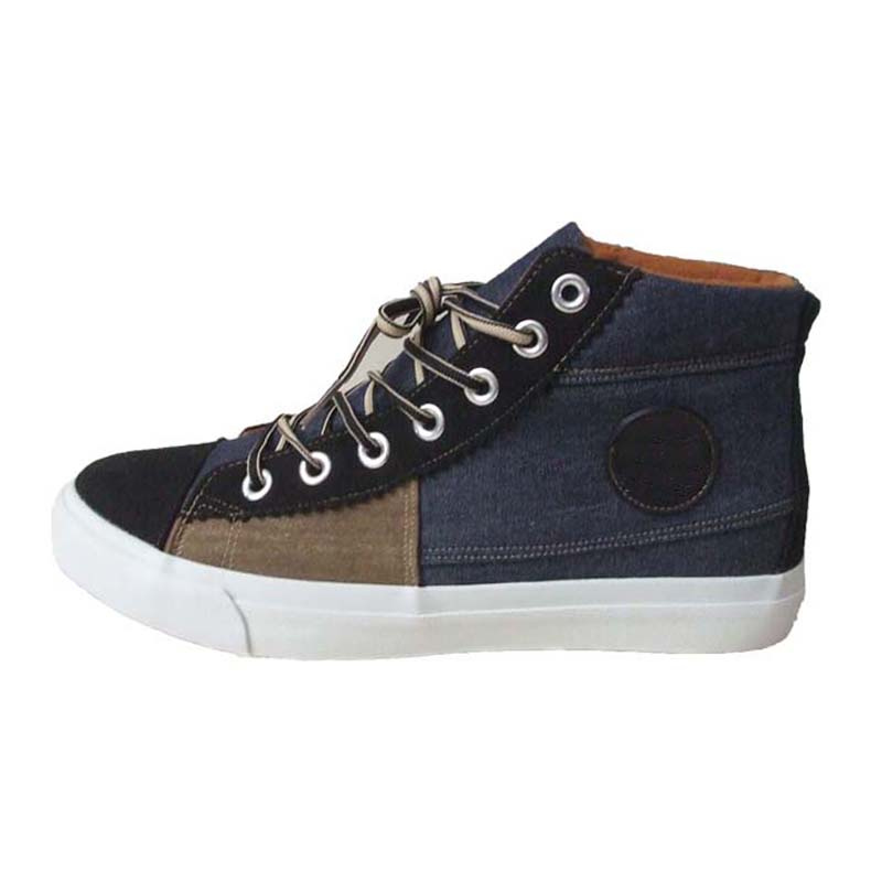 High Top Lace up Black/Brown/Grey Denim Fabric Upper Men Shoes