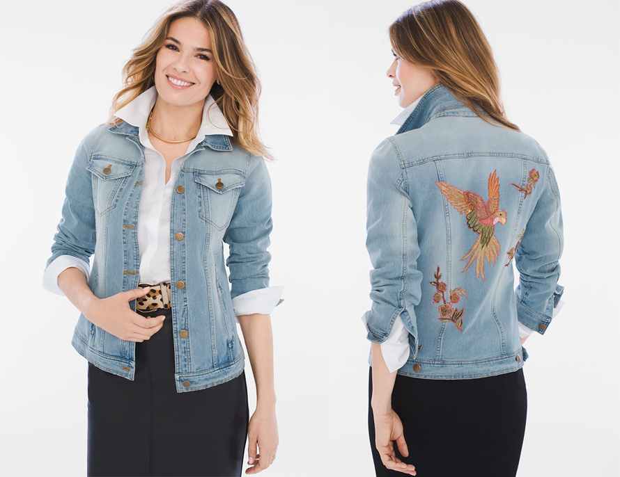 Ladies Denim Jacket Collectibles Parrot Denim Jacket