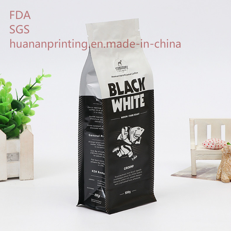 Stand up Zipper Flat Bottom Coffee Bag with Valve